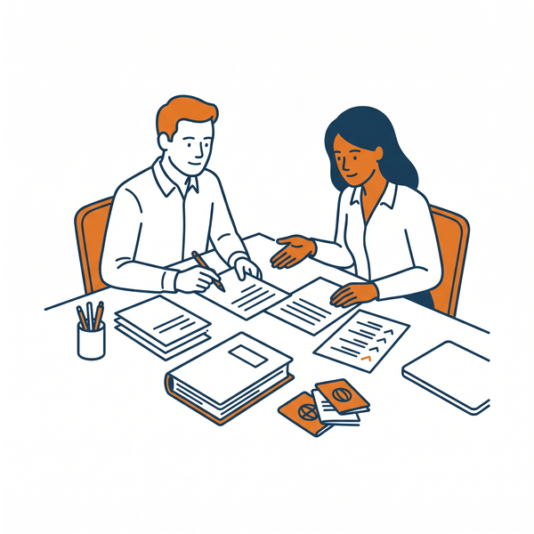 A manufacturer and in-country partner reviewing a registration dossier