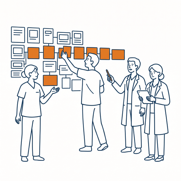 Clinicians mapping a patient care pathway
